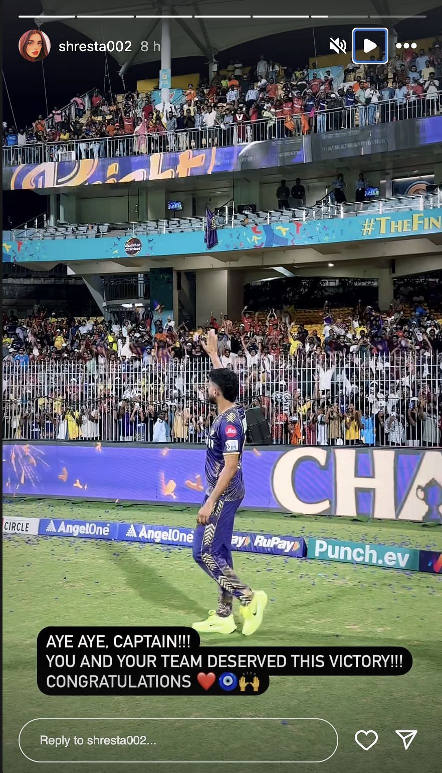 Shreyas Iyer waving at the Chepauk crowd. (Credit: Instagram)